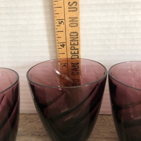 Vtg Hazel Atlas Moroccan Amethyst Swirl Juice Glasses - Picture 10 of 13